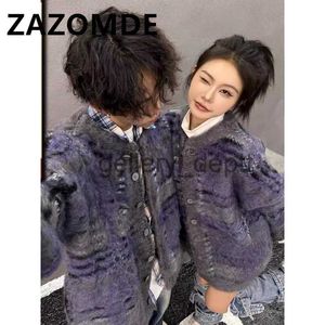 Women's Sweaters ZAZOMDE Winter New Vintage Oversize Sweaters Streetwear Y2k Clothes Knitted Jumper Jacquard Fashion Couple Cardigan Sweater Coat J230921