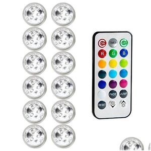 Nocne światła 12PCS LED LED Zanurzka podwodna świeca wanna Disco ze zdalnym RGB dla stawu basen wazonu Podstawa Garden Fish Tank Garden Drop D OTG2S