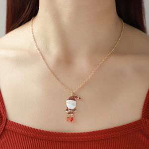 Original Design Santa Claus Oil Drop Diamond Pendant Set for Women's Cross border European and American INS Party Necklace