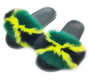 Pink Fashion Luxury Fur Slide Summer ry Slippers Fluffy Home Shoes Woman Ladies Flip Flops With Female Sandals 2109133936270