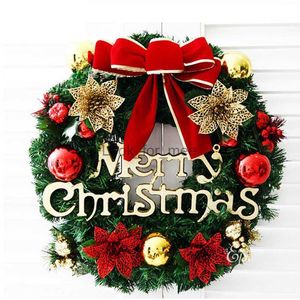 Christmas Decorations Christmas Wreath For Front Door Champagne 30cm Gold Flower Garland For Window Wall Door Christmas Decoration Outdoor Wreaths HKD230921