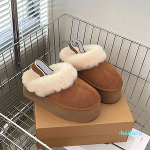 Mini Bota Designer Mulher Plataforma Botas de Neve Austrália Pele Quente Sapatos Couro Castanha