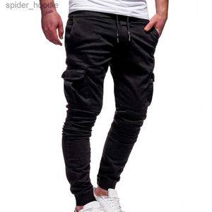 Мужские джинсы, новинка 2021, повседневные брюки-джоггеры, однотонные мужские хлопковые эластичные длинные брюки Pantalon Homme, брюки-карго в стиле милитари, леггинсы L230928