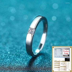 Cluster Rings 3mm Princess Cut Moissanite Ring S925 Sterling Sliver Plated White Gold Eternity Band Fine Jewelry For Woman Man