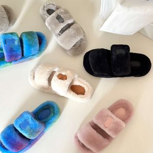 Designer Sandals Fur Slides Triomphe In Shearling Women Winter House Slippers Warm Furry Sandal Luxury Slide Rubber Sole Shoes With Box NO482