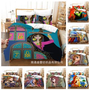 Sängkläder set Arab Girl Set 2 3st Däcke Cover Pudowcase S 3D Printed Quilt Home Textile Gift 230921