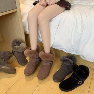 Winter Women's Boots Fashion Plus Fleece Thick Sole Thin Rabbit Hair Short Snow Boots Winter Comfort Warm Non-Slip Cotton Shoes