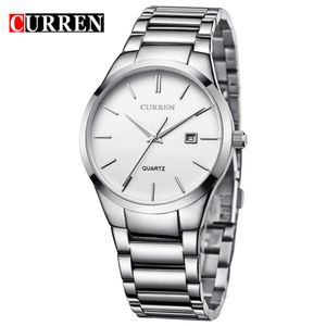 Curren Luxury Classic Fashion Business Men WatchesディスプレイQuartz-WatchWリストウォッチステンレススチールオス時計Reloj hombre257y