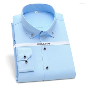 Men's Dress Shirts For Men Long Sleeve No Ironing Social Fashion Team Work Clothes Luxury Formal Business 4XL XL Office