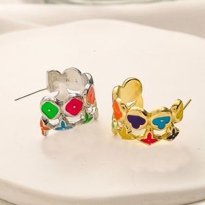 Charm Earrings Designer Colorful Girl Enamel Charm Brand Letter Gold Plated Gift Pendant Alloy Non Fading High Quality Jewelry Earrings
