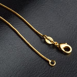 Łańcuchy węża Naszyjniki gładkie konstrukcje 1 mm 18k złote męskie męskie mody mody DIY Akcesoria biżuterii prezent z homara 16 18339n