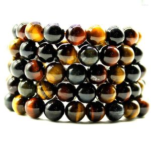 Strand Natural Tiger Eye Bracelet 14mm Beads Jewelry Accessories Multi Color Stone Men Women