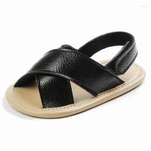 Sandálias Kruleepo Criança Bebê Crianças PU Sapatos De Couro 2023 Verão Nascido Meninas Meninos Soft Cotton Bottom Chinelos Primeiros Caminhantes