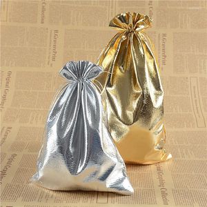 Gift Wrap 15x20cm Gold Silver Color Drawable Bags Jewelry Packaging Christmas Wedding Party Candy Chocolate Pouches