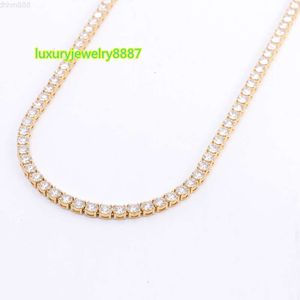 18k Gold Vvs Moissanite Tennis Necklace 4mm 5mm Yellow Gold d Color Tennis Necklace Diamond Tennis Chain Fashion Jewelry