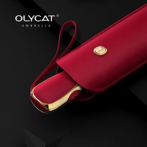 Зонты OLYCAT Flat Ultra Light Защита от солнца УФ-шкаф Зонт для дождливой и солнечной погоды 3-кратный автоматический женский 230920