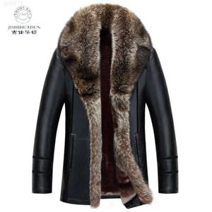 New Winter Leather Clothes Pu Men's Casual Fur Integrated Coat for Middle and Old Age Business Thickened Coatrlit