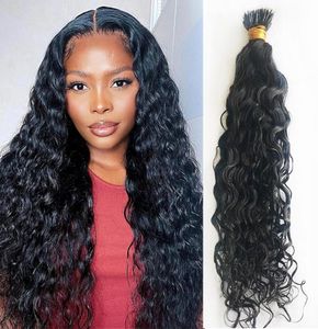 Water Curly Nano Ring Human Hair Extensions For Black Women 100 Strands 100 Remy Hairs Natural Color7524126