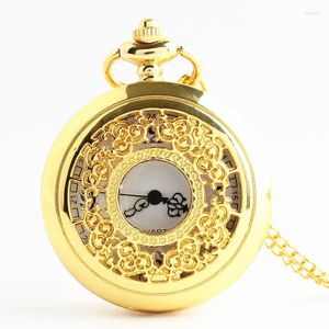 Relógios de bolso relógio de quartzo flip reloj homem ouro colorido de alta qualidade oco vintage elegante colar pingente jóias