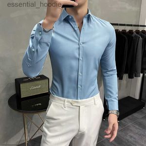 Camicie eleganti da uomo Taglie forti 7XL 6XL 5XL Solido Abbigliamento formale da lavoro Manica lunga Camicie eleganti da uomo Semplice All Match Slim Fit Casual Chemise Homme Hot L230921