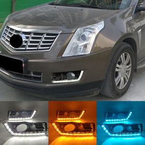 LED Daytime Running Lights For Cadillac SRX 2012 2013 2014 2015 2016 DRL fog lamp cover driving lights with turn signal