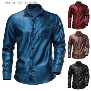 Camisas de vestido masculinas camisas de moda masculina casual manga longa brilho masculino camisa vintage 70s discoteca festa smoking camisa l230921