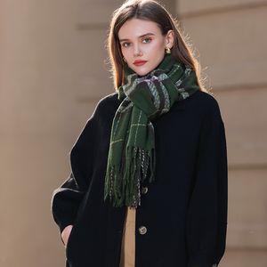 Scarves Fashion Luxury Brands Plaid Cashmere Scarf Women Soft Poncho Blanket Shawls Tassels Ladies Winter Warm Thicken 230921