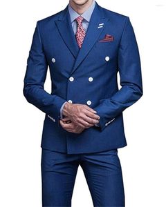 Men's Suits Full Men Suit Blazer Sets Double Breasted Slim Fitted Male Jacket 2 Pieces Modern Groom Wedding Formal Occasion Dresses Handsome