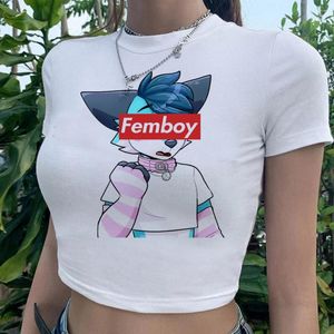 Damen T-Shirts Femboys 2000er Grafik Crop Top Girl Trashy Kawai Fairycore T-Shirt