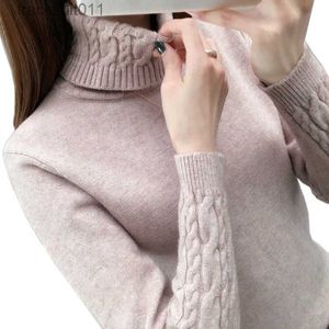 Kobiety swetry dla kobiet swetra turtleck pullover jesienne zimowe swetry nowe 2023 długie rękawy gęsty ciepły sweter khaki l230921