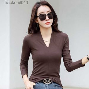 Suéteres femininos MRMT 2023 Brand New Womens Camisetas de mangas compridas com decote em v Sexy Bottoming Shirt Mulheres Tops Slim T-shirt Mulher Tees Knit Sweater L230921