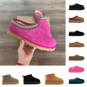 Kadın tazz terlik botları Tasman kürk slaytlar klasik hardal tohumu ultra mini platform bot slip-on les petites süet yün karışımı kış tasarımcı patik uggslippers