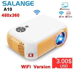 Projektory Salange Mini Projector A10 480*360 Pixel Mini Beamer Support 1080p Portable USB Projektor wideo dla kina domowego Kid Prezent Kino L230923