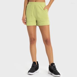 Pantaloncini attivi Donna Estate Outdoor Corsa Tinta unita Sensazione nuda Palestra Donna Traspirante Tasche ad asciugatura rapida Fitness