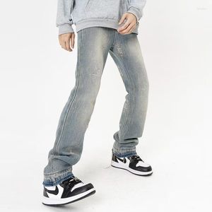 Jeans da uomo Y2k Nostalgia Blu High Street Lavaggio vintage Old Fashion Pantaloni larghi casual a gamba dritta Autunno 5011
