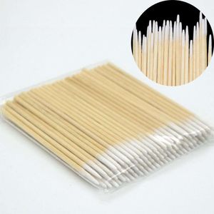 100 Pcs Disposable Ultra-small Cotton Swab Brush Lint Free Micro Wood Makeup Brushes Eyelash Extension Glue Removing Tools