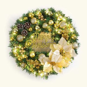 Dekoracje świąteczne 40/50 cm czerwone wieniec Xmas Garland Tree Ball Flower Rattan drzwi wiszący Nowy rok Navidad Home Windown Decor HKD230922