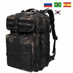 Utomhusväskor SFXEQR Militär ryggsäck 45L stor kapacitet Camping Man Rucks Tactical Hunting Nylon Bags for Sport Trekking Waterproof Pack 230921