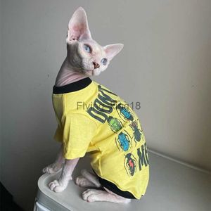 Costumi per gatti Sphyinx Cat Creativo divertente coccinella T-shirt Gilet in cotone per vestiti per gatti Devon Rex Cappotto Summmer Abiti primaverili per gattini Cani HKD230921