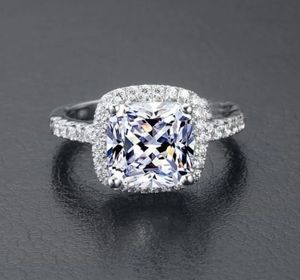 ABD GIA Sertifikası Sona Diamond Matkap Üç Nesil Ij Renk 3 Karatlar Platin -Platfle Sterling Gümüş Kadınlar Düğün veya Nişan Yüzüğü