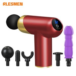 Full Body Massager RLESMEN Women Massage Gun Didlo Attachment Vibrator Deep Tissue Percussion Muscle Massager Fascial Gun Pain Relief Body Massager 230921