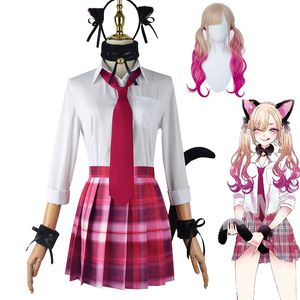 Anime kostymer anime min klänning älskling cosplay kitagawa marin nekomusume cosplay kostym skol uniform jk kjol katt tjej söt halloween kostym