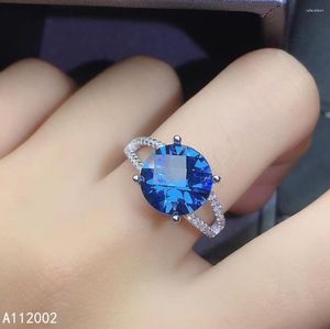 Cluster Rings KJJEAXCMY Fine Jewelry Natural Blue Topaz 925 Sterling Silver Women Adjustable Gemstone Ring Support Test Beautiful