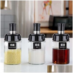 Ört kryddverktyg Glas smaksättningsflaskarrangören Jar Connt Container Salt Sugar Pepper Oliver Oil Storage för kök BBQ Tool 20 DHP8U