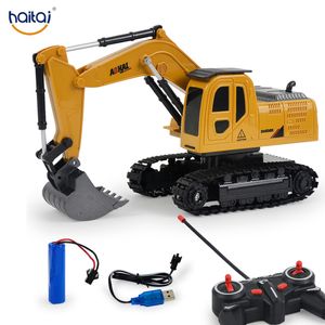 ElectricRC Auto RC Escavatore Bulldozer Giocattoli 120 6CH Telecomando Auto Costruzione Camion Ingegneria Veicoli Crawl Dumper Bambini Musica leggera 230921