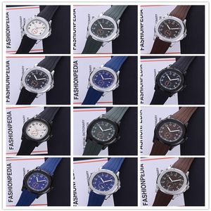 Ny ankomst Sport 43mm Quartz Mens Titta på Dail Rubber -rem med datum Högkvalitativa armbandsur 17Colors Watches249p