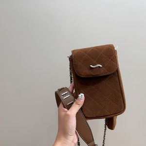 Women Luxury Brand Bag Suede 2-in-1 Mobile Phone Bag Chain Strap Bag Shoulder Strap Bag Frosted Suede Bag Oblique Shoulder Pocket Design Essential
