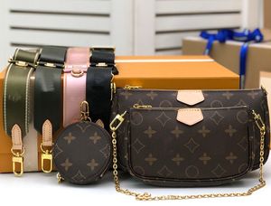 Topp 3 stycken plånbok axelväska tre stycken set midjepåse klassisk handväska kvinnors väska läder crossbody väska på väska 5a
