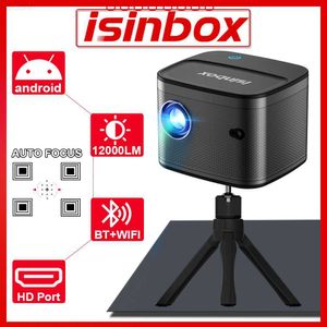 Projectors ISINBOX Projector HD 1080P Android 9.0 WIFI Bluetooth Smart TV S18 Auto Focus Video Projectors With Stand HD Port Home Theater L230923