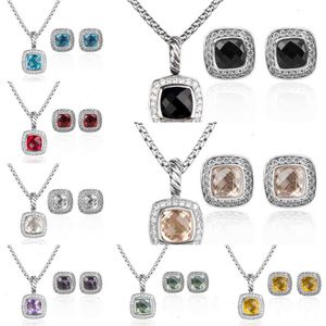 Collana da donna con granato placcato oro 18 carati Set di gioielli con diamanti di lusso e firmati Orecchini a bottone per festa di nozze Fashion2590